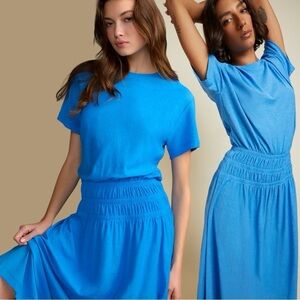 Nation LTD Winslow Shirred T-Shirt Dress in Lapis Size Medium